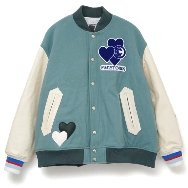 FACETASM x COIN PARKING DELIVERY x ROYAL FLASH ファセッタズム 24AW 6着限定 LOVE PATCH STADIUM JACKET ラブパッチスタジアムジャケット 4 定価253,000円 袖レザー スタジャン