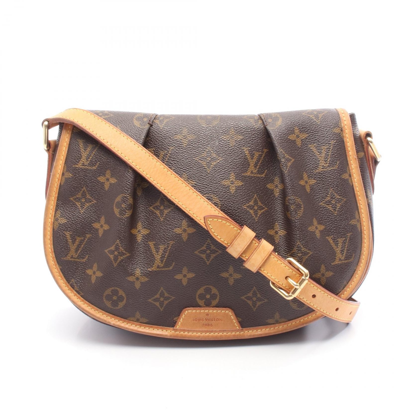 ルイ・ヴィトン LOUIS VUITTON メニルモンタンPM ショルダーバッグ バッグ PVCコーティングキャンバス レザー モノグラム レディース ブラウン系 M40474 【中古】