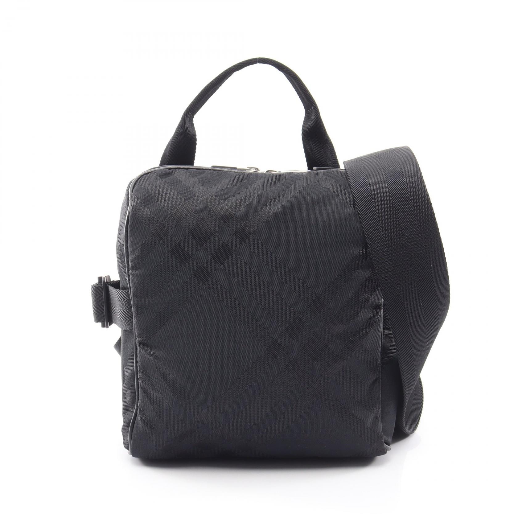 バーバリー BURBERRY チェック ジャガード クロスボディバッグ ショルダーバッグ バッグ ナイロン メンズ ブラック系 8080900 【中古】