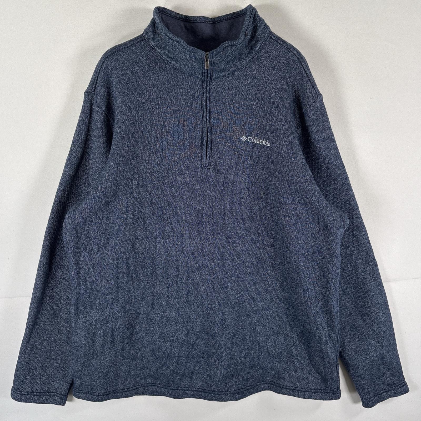 古着 コロンビア Columbia フリースニット ハーフジップ プルオーバー 大きいサイズ ワンポイントロゴ刺繍 XL ブルー系 メンズ