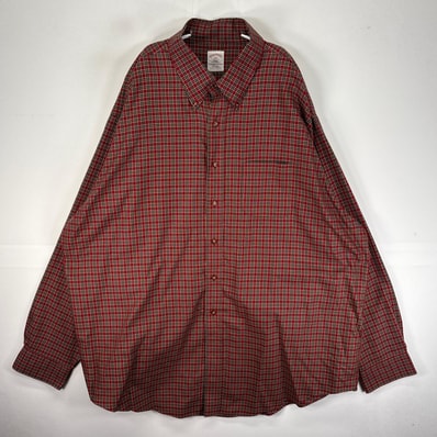 古着 ブルックスブラザーズ Brooks Brothers 長袖シャツ ボタンダウン 胸ポケット 2XL レッド系 チェック メンズ