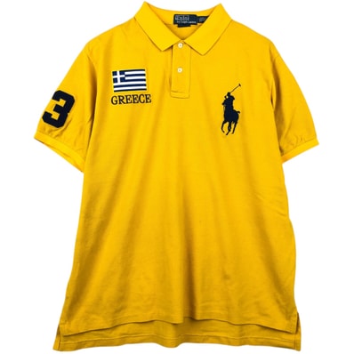 古着 ラルフローレン Ralph Lauren POLO by Ralph Lauren CUSTOM FIT 国旗柄 ビッグポニー 半袖 ポロシャツ メンズXXL相当/eaa474612