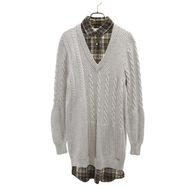 DIESEL ディーゼル 長袖 レイヤード ニット ワンピース XS グレー