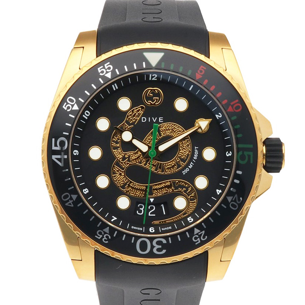 グッチ ダイブ スネーク 腕時計 時計 ステンレススチール YA136219/136.2 クオーツ メンズ 1年保証 GUCCI  中古