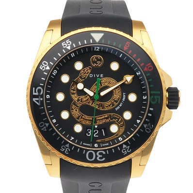 グッチ ダイブ スネーク 腕時計 時計 ステンレススチール YA136219/136.2 クオーツ メンズ 1年保証 GUCCI 中古