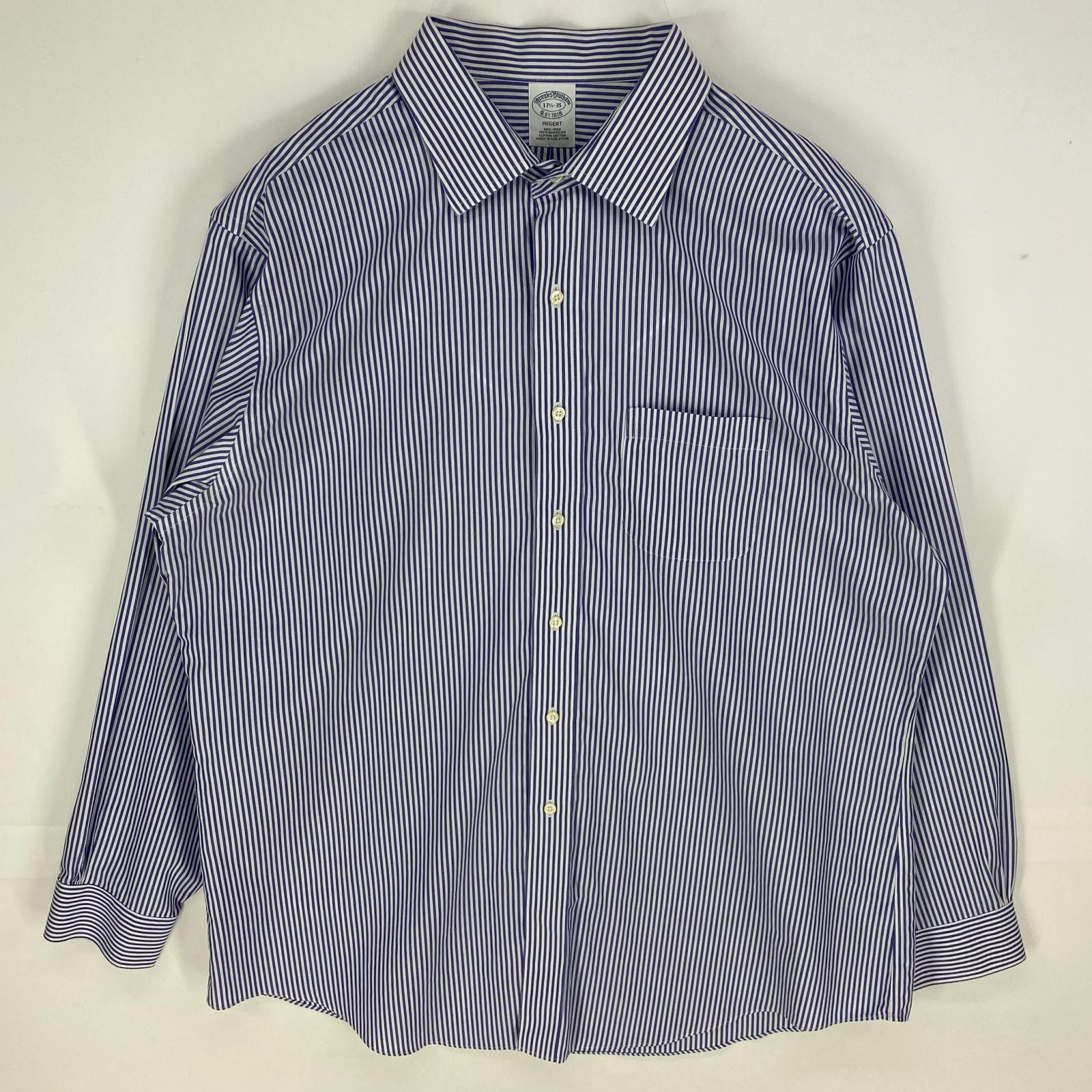 古着 ブルックスブラザーズ Brooks Brothers 長袖シャツ 胸ポケット 1818 ロングスリーブ 17  ブルー系 ストライプ メンズ