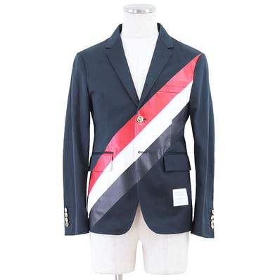 美品 トムブラウン テーラード ブレザー 金ボタン ジャケット メンズ ネイビー 0 THOM BROWNE