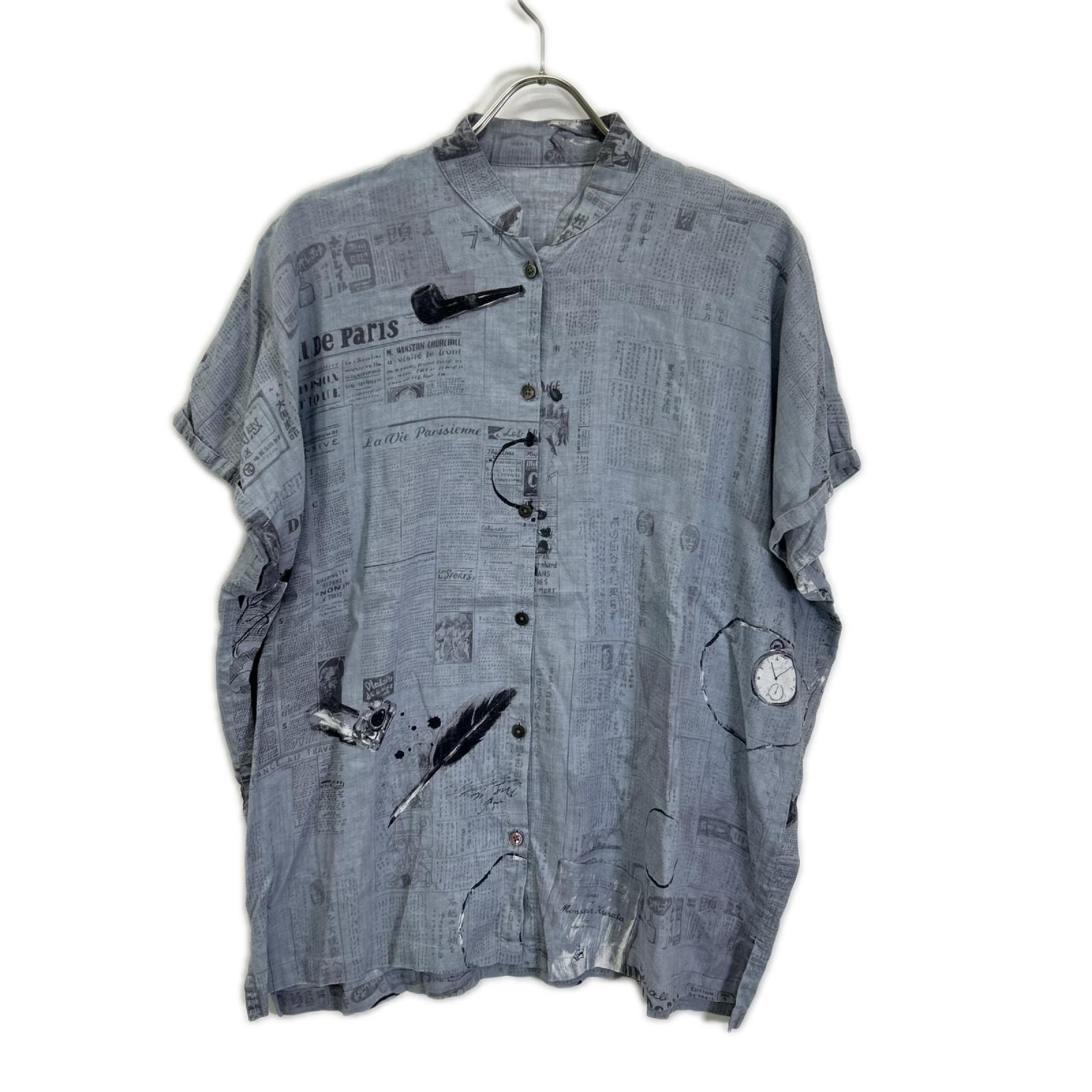 ポータークラシック グレー コットン×リネン MONSIEUR KURATA COTTONN LINEN BLOUSE XL