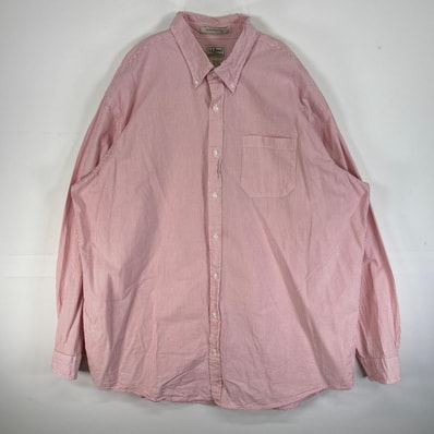 古着 エルエルビーン L.L.Bean シアサッカー 長袖シャツ 大きいサイズ 胸ポケ ボタンダウン 14041 ピンク ストライプ メンズ