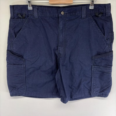 古着 カーハート Carhartt パンツ ペインター ハーフ ショート ワンポイントロゴ リップストップ ジップ w40 ネイビー系 メンズ