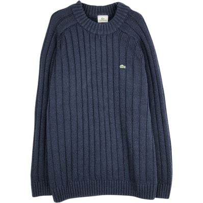 古着 ラコステ LACOSTE モックネック リブ編み アクリルニットセーター メンズXL相当/eaa645910