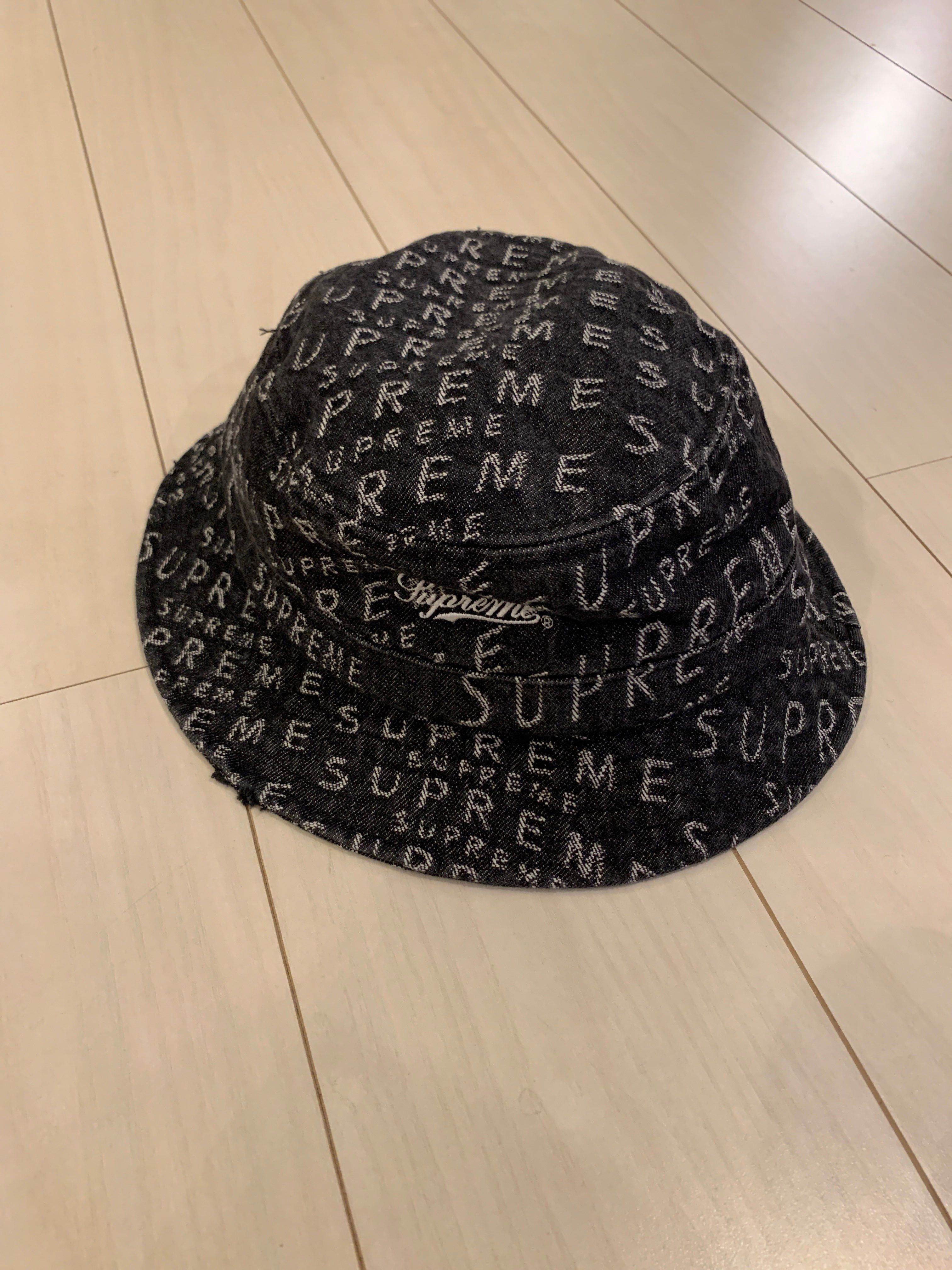 Supreme Warp Jacquard Logos Denim Crusher "Black"