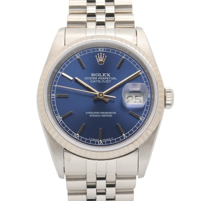 ロレックス ROLEX デイトジャスト X番 腕時計 時計 K18WG(ホワイトゴールド) ステンレススチール メンズ ブルー系 バー 16234 【中古】