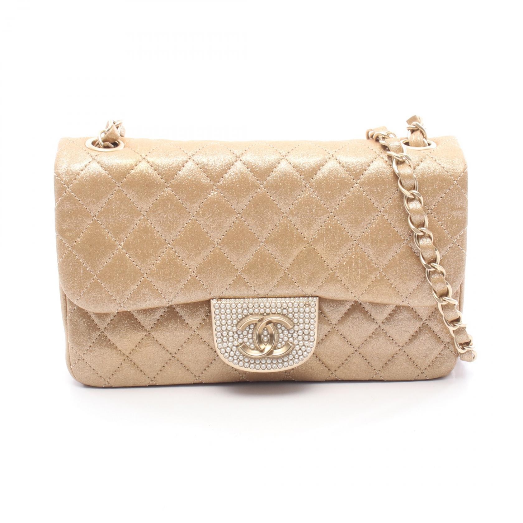 シャネル CHANEL マトラッセ ショルダーバッグ バッグ ファブリック ラムスキン(羊革) レディース ゴールド系 【中古】