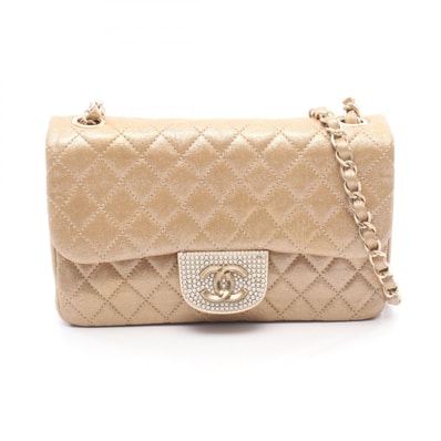 シャネル CHANEL マトラッセ ショルダーバッグ バッグ ファブリック ラムスキン(羊革) レディース ゴールド系 【中古】