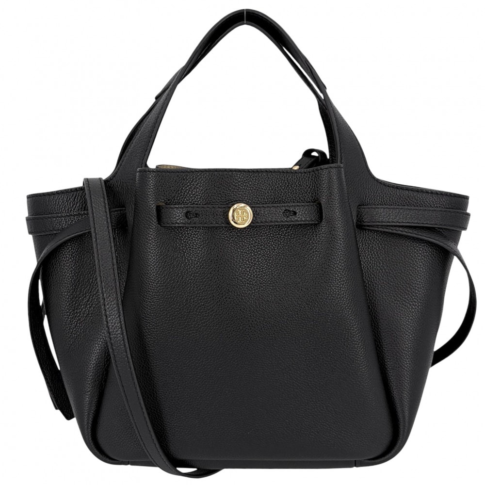 Tory Burch トリーバーチ 2WAY ロミースモールトートバッグ ハンドバッグ ショルダーバッグ 肩掛け 斜め掛け 164866 レザー ブラック 黒 ゴールド金具 レディース 美品【中古品】