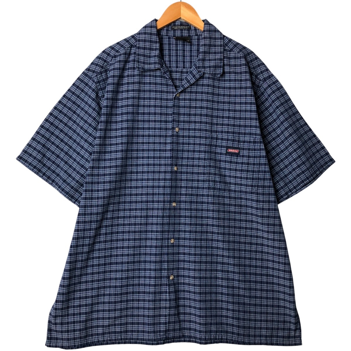 古着 ディッキーズ Dickies チェック柄 オープンカラー 半袖 ワークシャツ ボックスシャツ メンズXXL相当/eaa576941