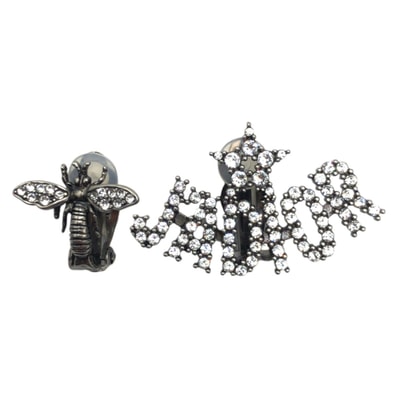超美品 Dior ディオール J'A DIOR Bee ラインストーン シルバー メタル イヤリング 耳飾り 504735 【中古】