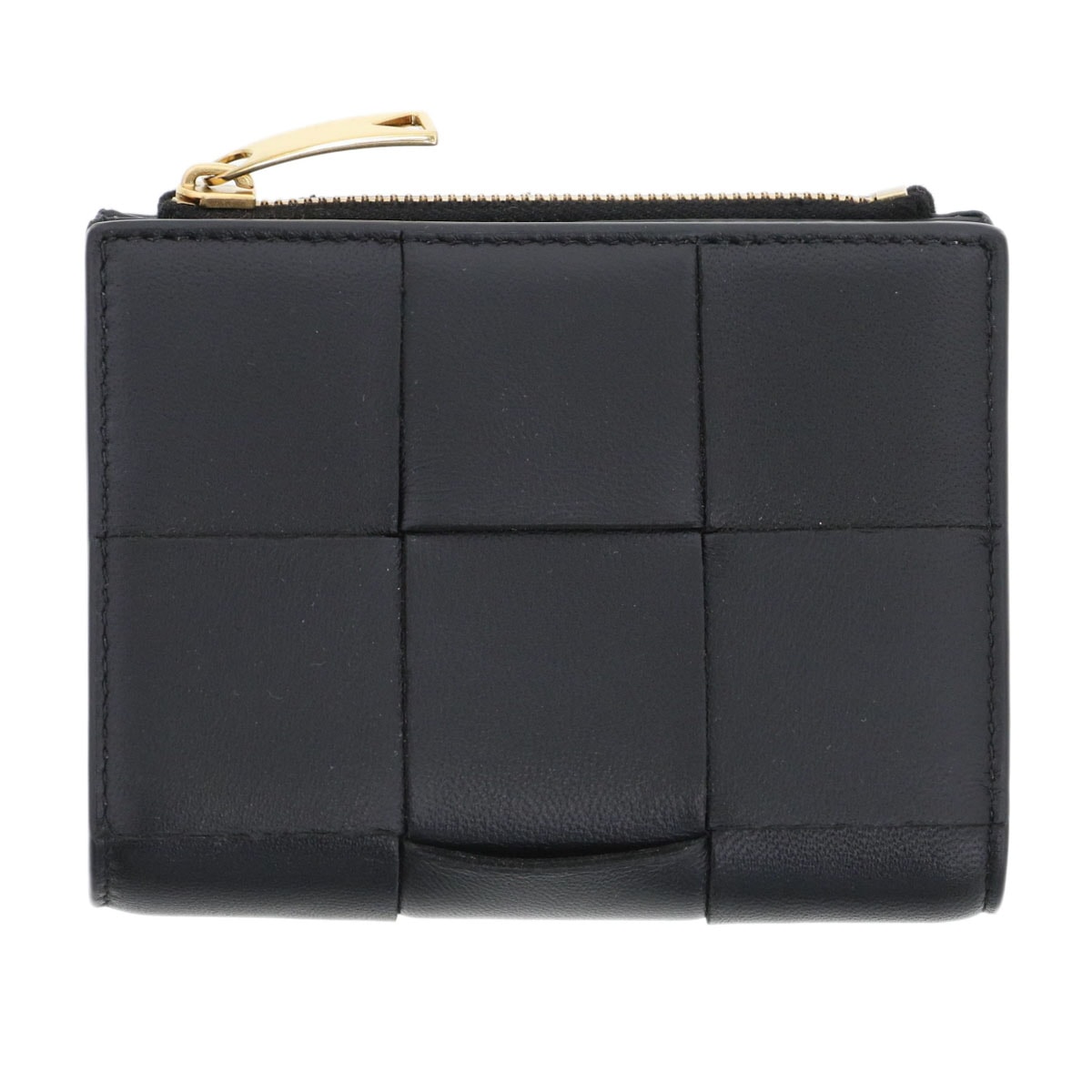 BOTTEGAVENETA ボッテガヴェネタ スモール カセット 二つ折りウォレット 二つ折り財布 742698 ラムスキン ブラック  レディース【中古】