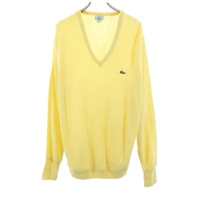IZOD LACOSTE アイゾッドラコステ 90s USA製 オールド 長袖 Vネック セーター L イエロー ニット