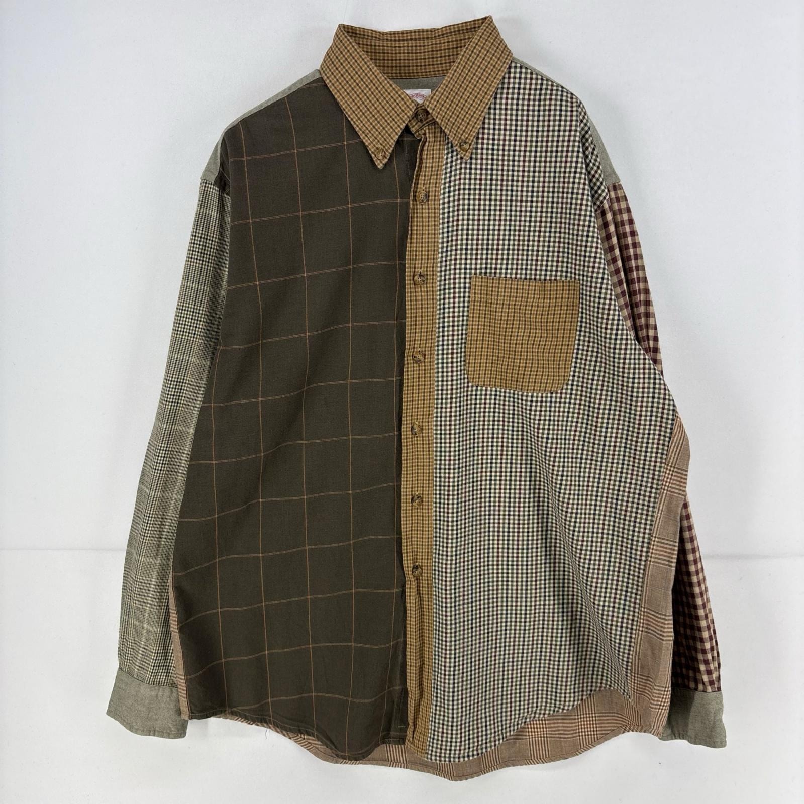 古着 ブルックスブラザーズ Brooks Brothers 長袖シャツ クレイジーパターン 1818 ボタンダウン L  ブラウン系 チェック メンズ