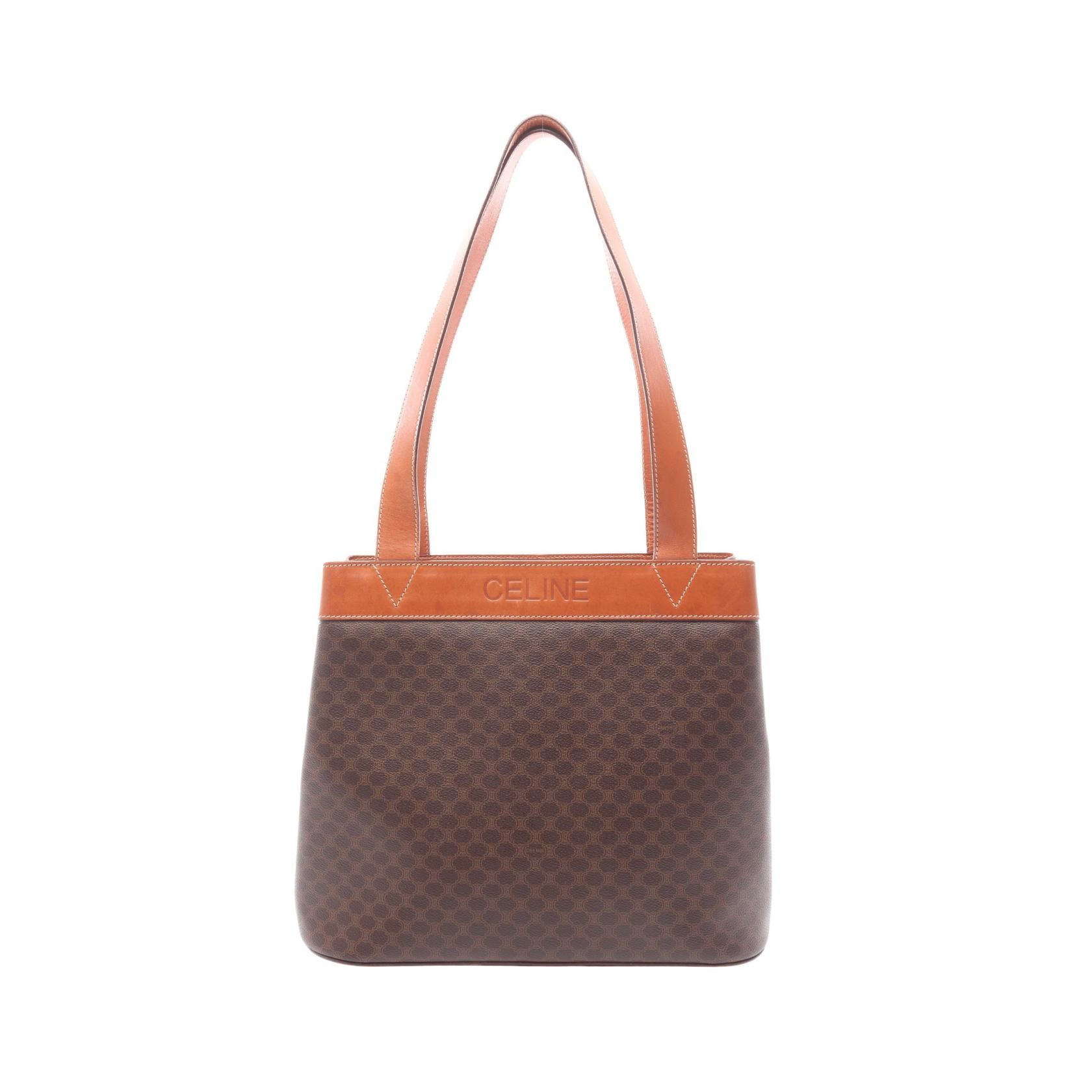 セリーヌ CELINE マカダム トートバッグ バッグ PVCコーティングキャンバス レザー レディース ブラウン系 【中古】