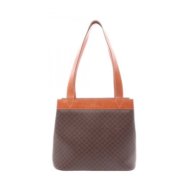 セリーヌ CELINE マカダム トートバッグ バッグ PVCコーティングキャンバス レザー レディース ブラウン系 【中古】