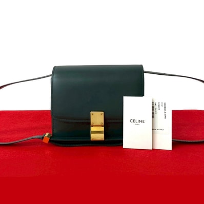 CELINE セリーヌ クラシックボックス スモール レザー ショルダーバッグ グリーン
27813