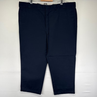 古着 ディッキーズ Dickies パンツ 874 ワンポイントロゴ ジッパーフライ 大きいサイズ センタープレス W46 L30 ネイビー系 メンズ