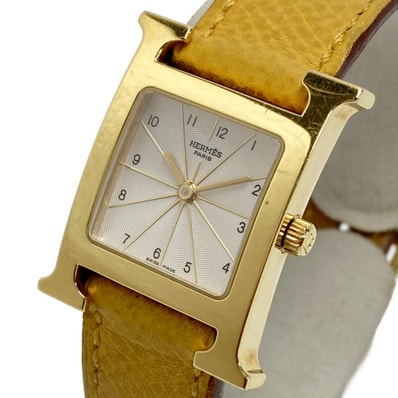 ☆☆HERMES エルメス Hウォッチ □B刻印 HH1.201 シルバー文字盤 クォーツ レディース 腕時計