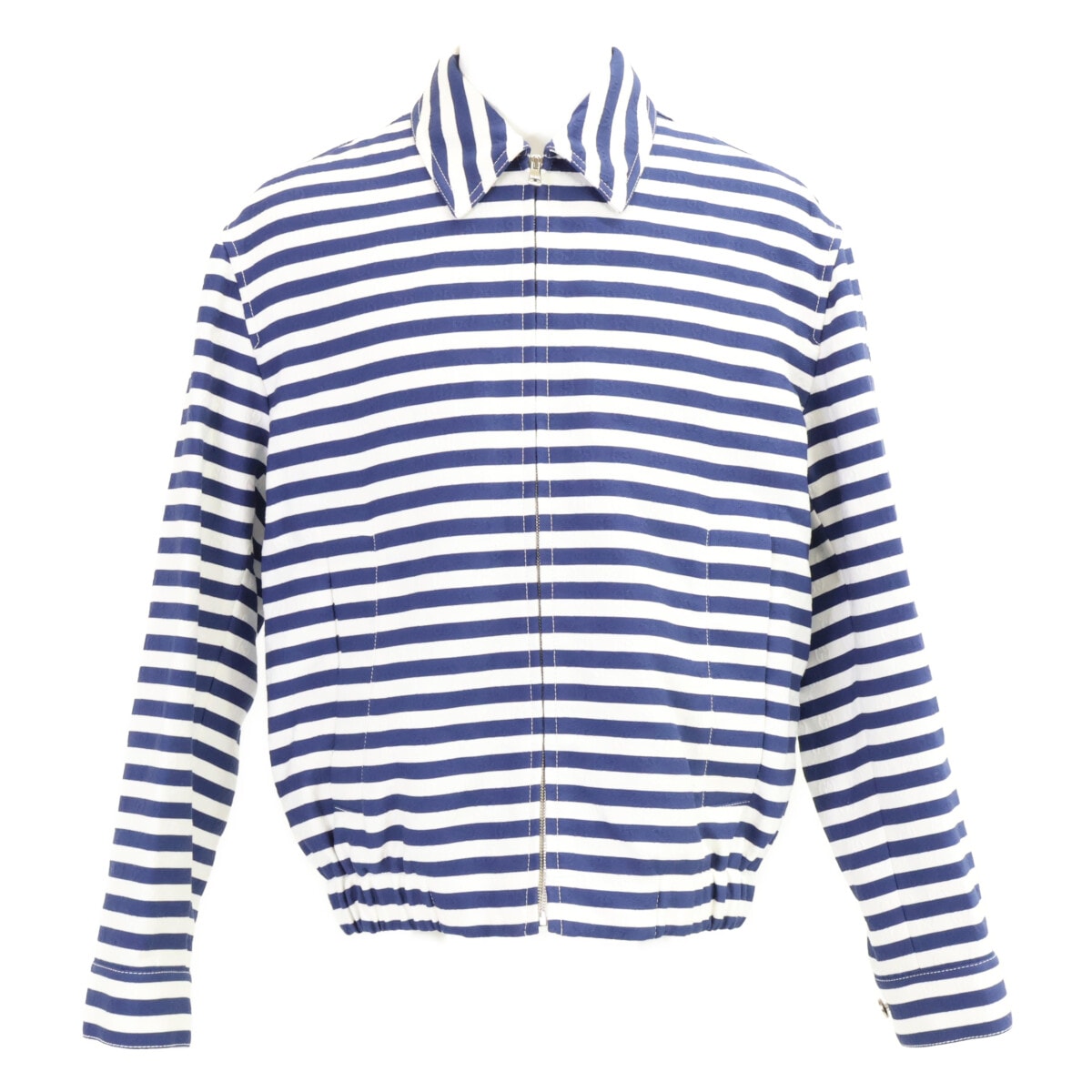 グッチ 新品同様 国内正規 25年製 837918 ZATAS GGコットンジャガード ボーダー ジップ 44