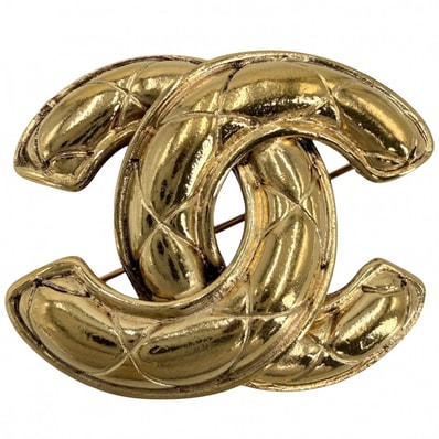 CHANEL シャネル ブローチ マトラッセ ココマーク アクセサリー ヴィンテージ GP ゴールド レディース 約18.3g【中古品】