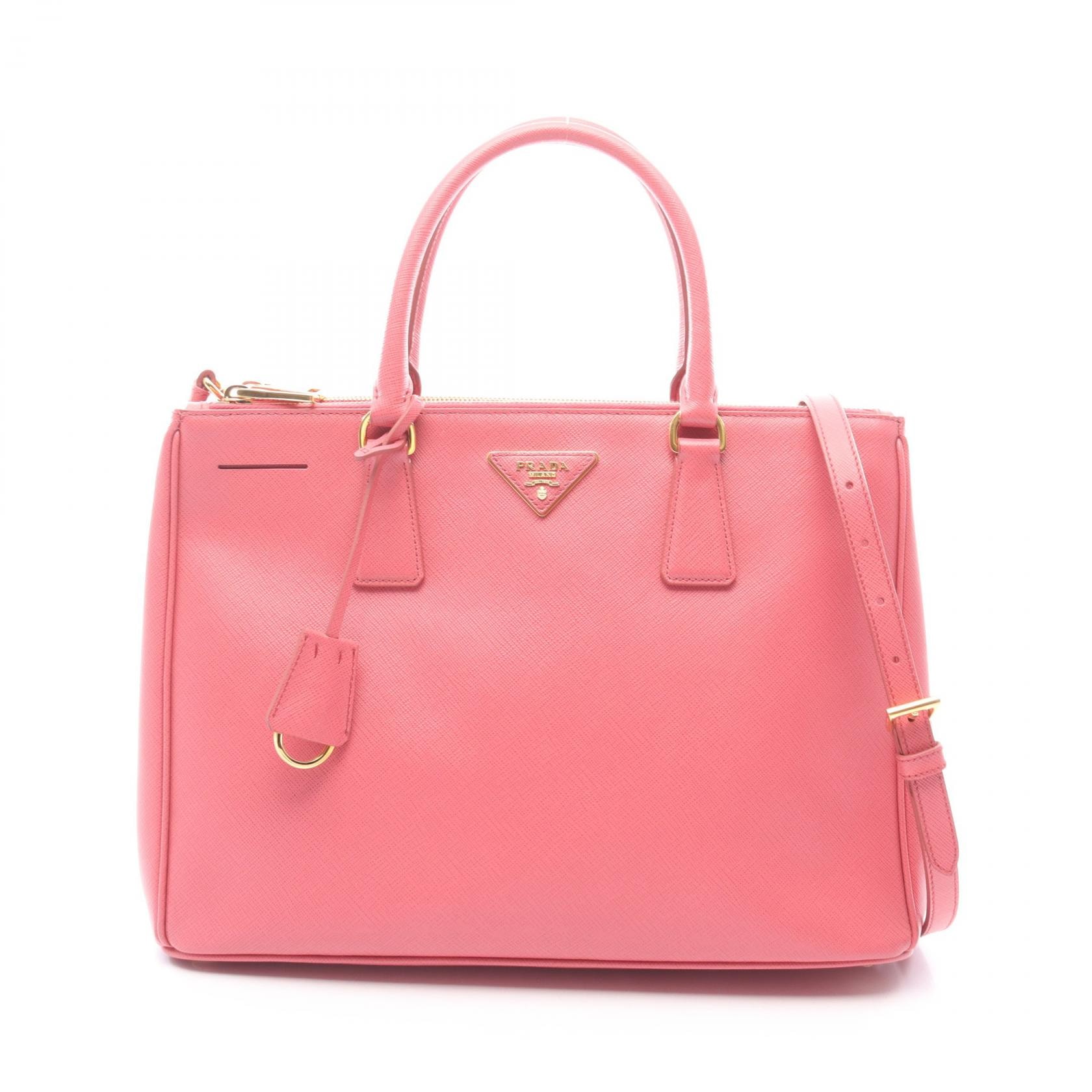 プラダ PRADA SAFFIANO LUX ガレリア 2WAY ハンドバッグ バッグ サフィアーノレザー レディース ピンク系 【中古】