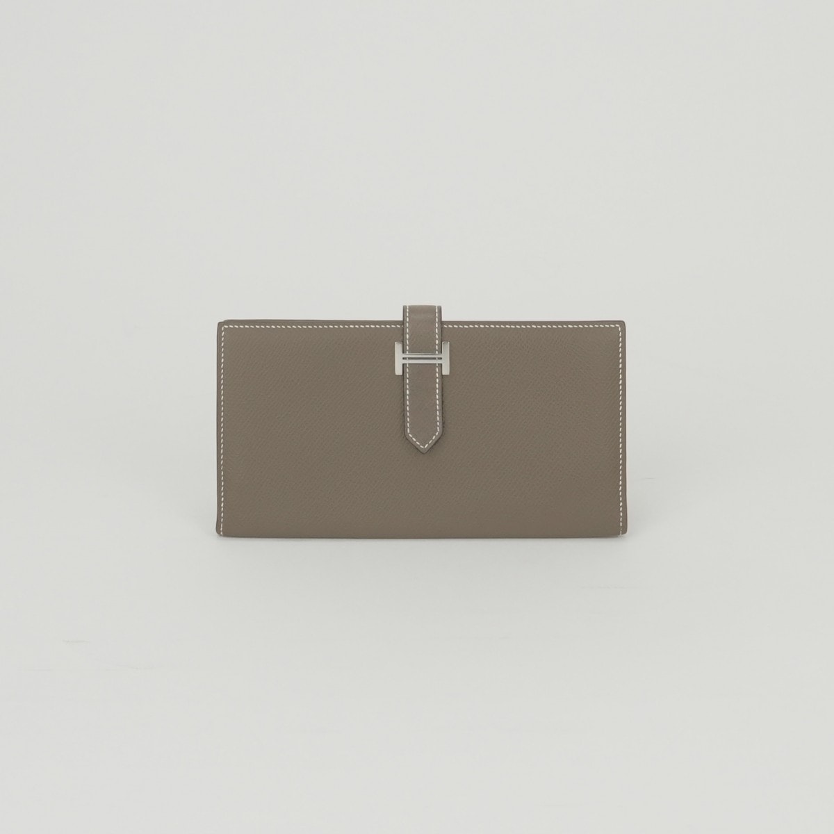 エルメス HERMES ベアンスフレ ベアン スフレ 財布 長財布 ロングウォレット エプソン エトゥープ Etoupe グレー Gray シルバー金具 ヴォーエプソン
