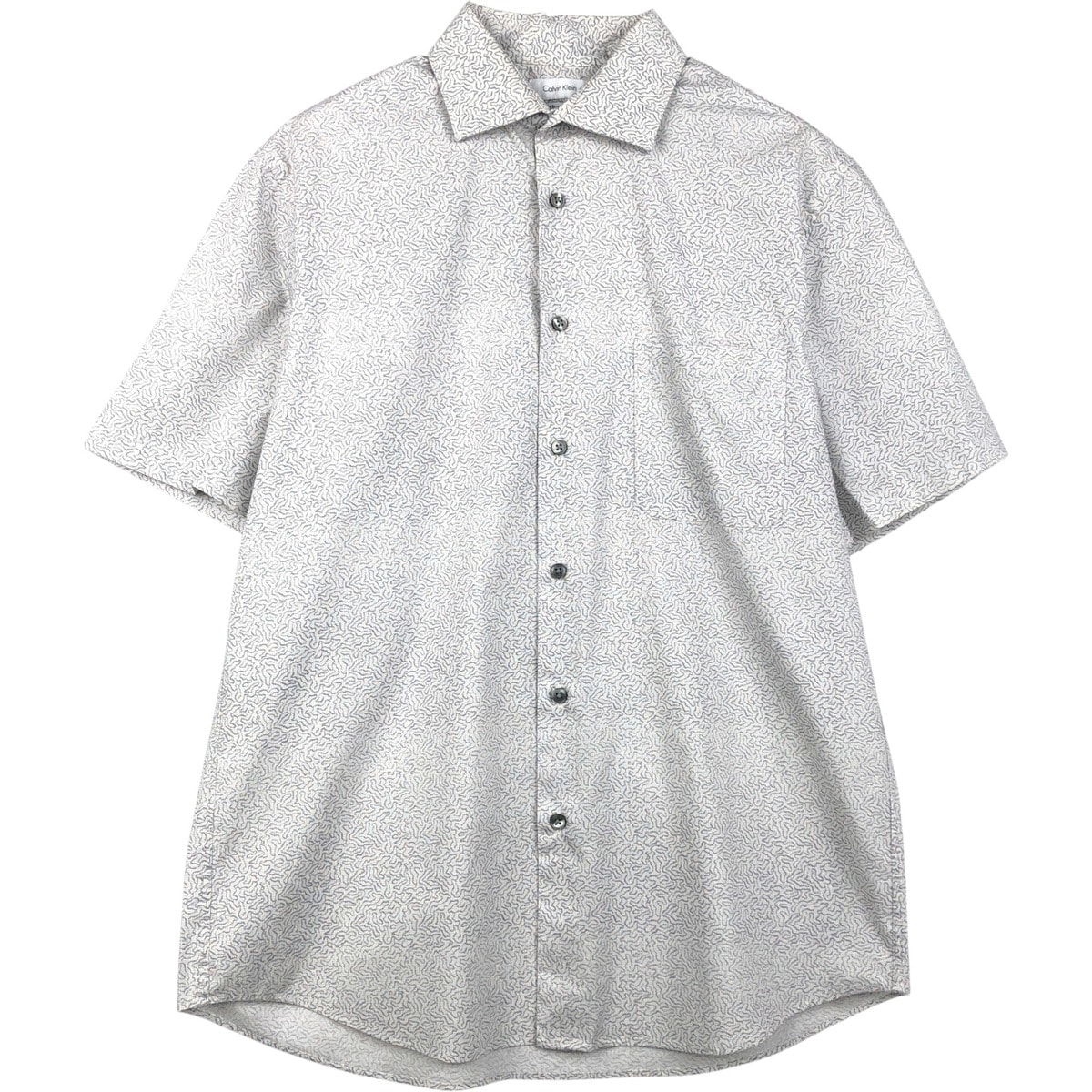 古着 カルバンクライン Calvin klein 総柄 ワイドカラー 半袖 コットンシャツ メンズM相当/eaa655387