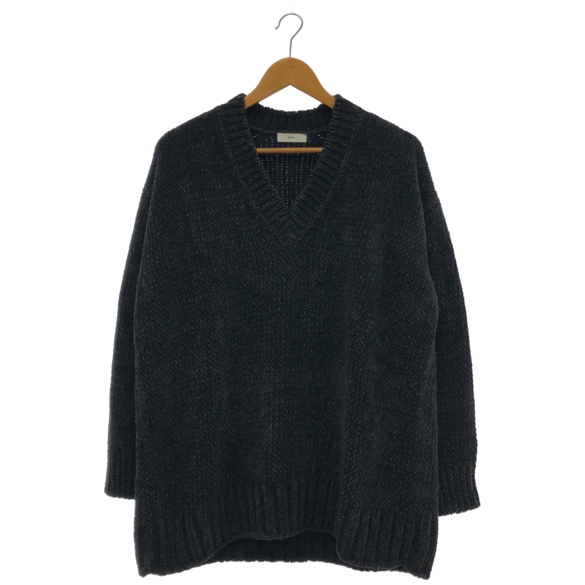 エイトン KRAGNW0813 ブラック Wool mole v neck sweater Vネックニット 02