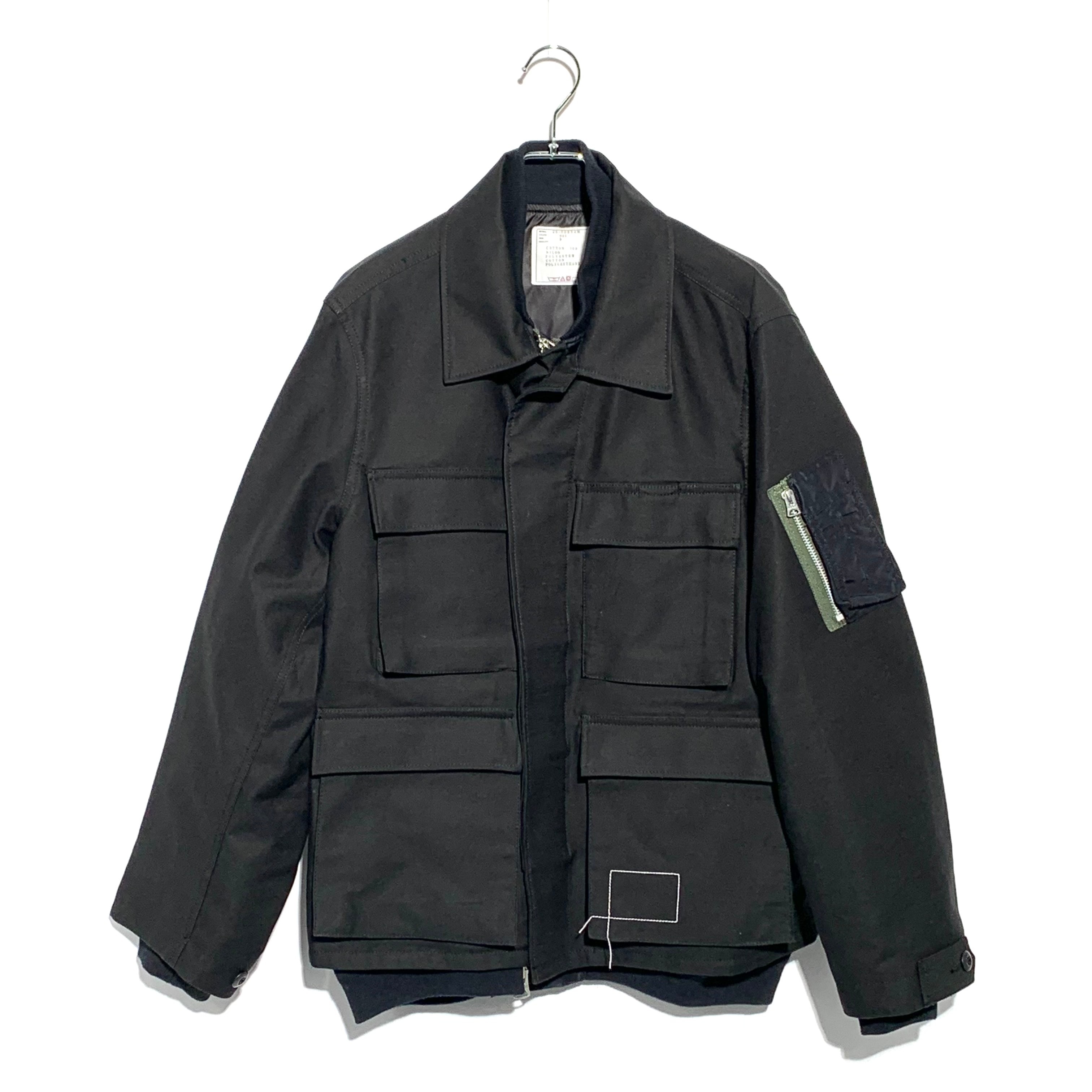 WTAPS x sacai Cotton Back Satin Jacket 02 / Jacket / Cotton Back Satin "Black" 2423234D-JKM03S / 25-03694M