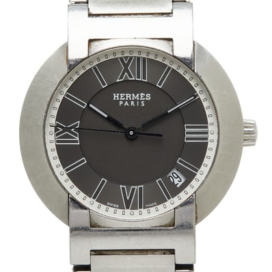 エルメス ノマード オートクォーツ 腕時計 NO1.710 キネティック グレー文字盤 ステンレススチール レディース HERMES 【中古】