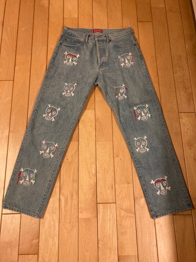 Supreme Clayton Patterson Skulls Embroidered Regular Jean "Blue"