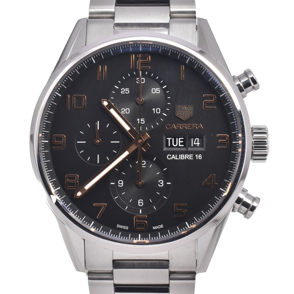 タグホイヤー TAG HEUER CV2A1AB.BA0738 カレラ キャリバー16 クロノグラフ デイデイト ブラック 自動巻き メンズ 美品 腕時計 K#150353