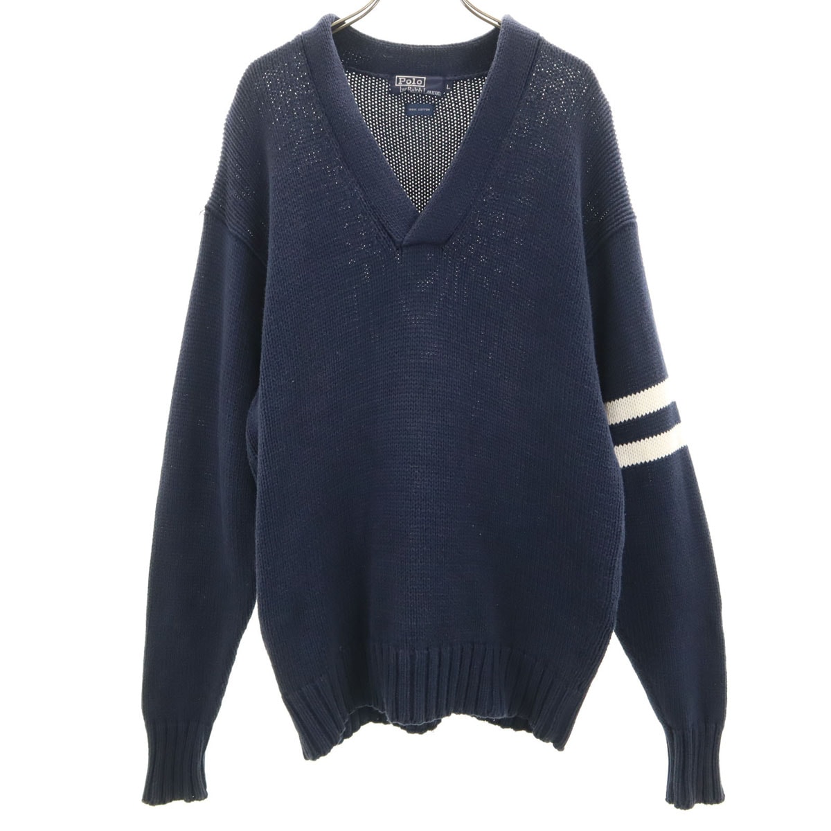 POLO RALPH LAUREN ポロラルフローレン 90s オールド 長袖 Vネック セーター L ネイビー ニット