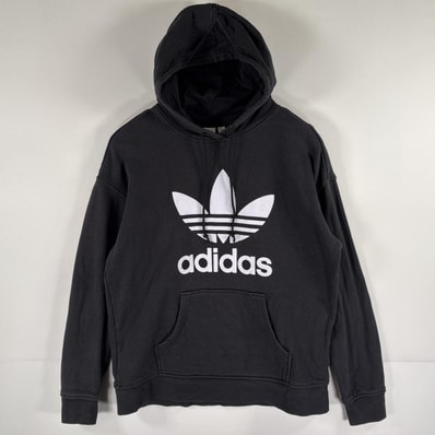 古着 アディダス adidas パーカー パーカー フーディ トレフォイルロゴ ビッグロゴ プルオーバー OT ブラック メンズ