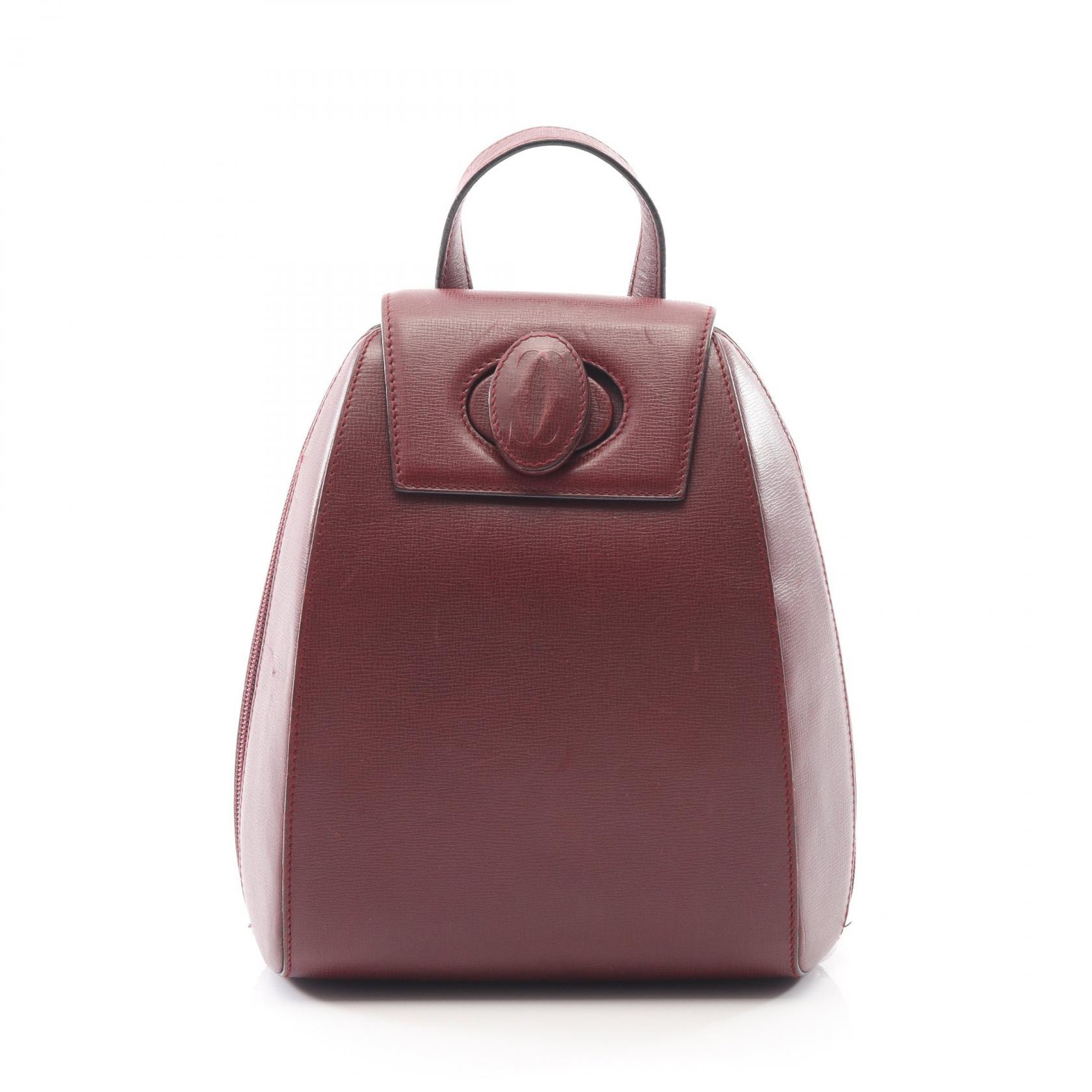 カルティエ CARTIER マストライン リュックサック バックパック バッグ レザー レディース ボルドー系 【中古】