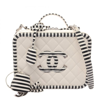シャネル CHANEL CCフィグリー バニティバッグ 2WAY ショルダーバッグ バッグ レザー レディース ホワイト系 / ブラック系 A93343 【中古】