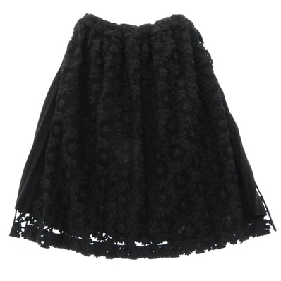 COMME des GARCONS NOIR コムデギャルソン ノワール スカート 17AW 3T-S004 kei ninomiya ケイニノミヤ レイヤード レースフラワー刺繍 プリーツ スカート ブラック系 S【中古】