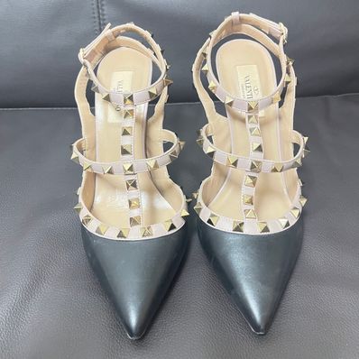 Valentino Rockstud Mirror-Effect Pump With Matching Straps and Studs 100mm "Silver"