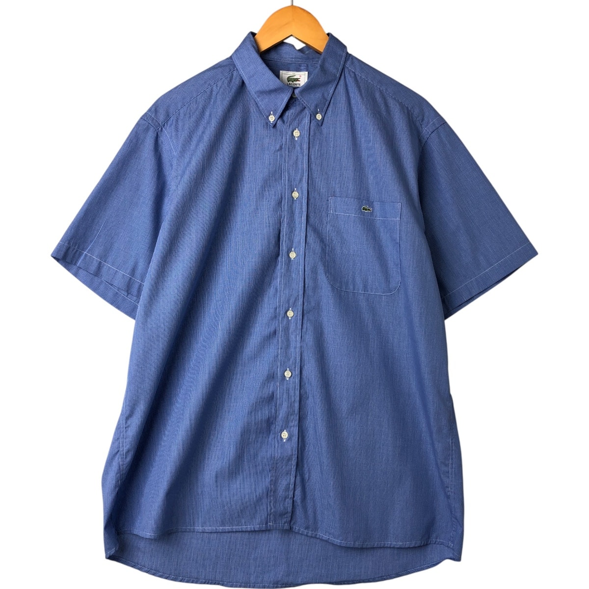 古着 ラコステ LACOSTE 半袖 ボタンダウン チェックシャツ メンズXL相当/eaa547815