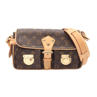 ルイ・ヴィトン LOUIS VUITTON ハドソンPM 別売りロングショルダーストラップ付き ショルダーバッグ バッグ PVCコーティングキャンバス レザー モノグラム レディース ブラウン系 M40027 【中古】