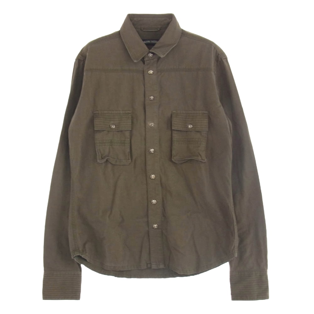CHROME HEARTS クロムハーツ(原本無) 長袖シャツ ARMY FB BS FLUER アーミー シャツ BSフレアボタン ミリタリー 長袖 シャツ カーキ系 SM【中古】