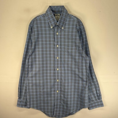 古着 ブルックスブラザーズ Brooks Brothers 長袖シャツ ボタンダウン 胸ポケット S ブルー系 チェック メンズ